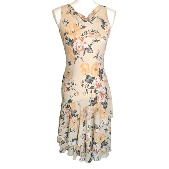 VTG Y2K Petite Sophisticate Silk Floral Sleeveless Midi Dress Women Size 6 Fairy - Picture 1 of 14